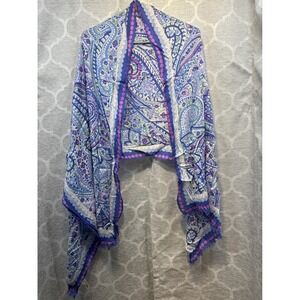 Talbots Blue Purple Paisley Print Scarf Shawl Wrap Lightweight Soft Elegant‎